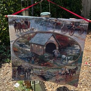 Thomas Kinkade Country Memo Woven Tapestry Wall Hanging 27x27 Song of Solomon